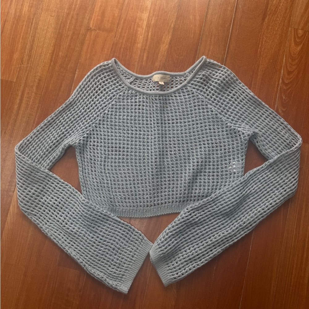 La Hearts Blue Open-Knit Top